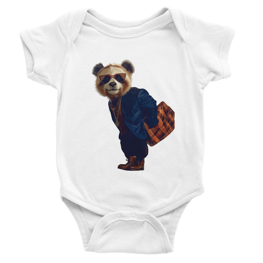 Chic Red Panda Baby Short Sleeve Bodysuit - ROMAG Store