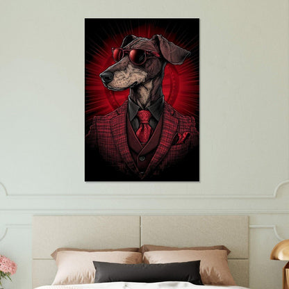 Red Suit Dapper Dog Canvas Wall Art - ROMAG Store