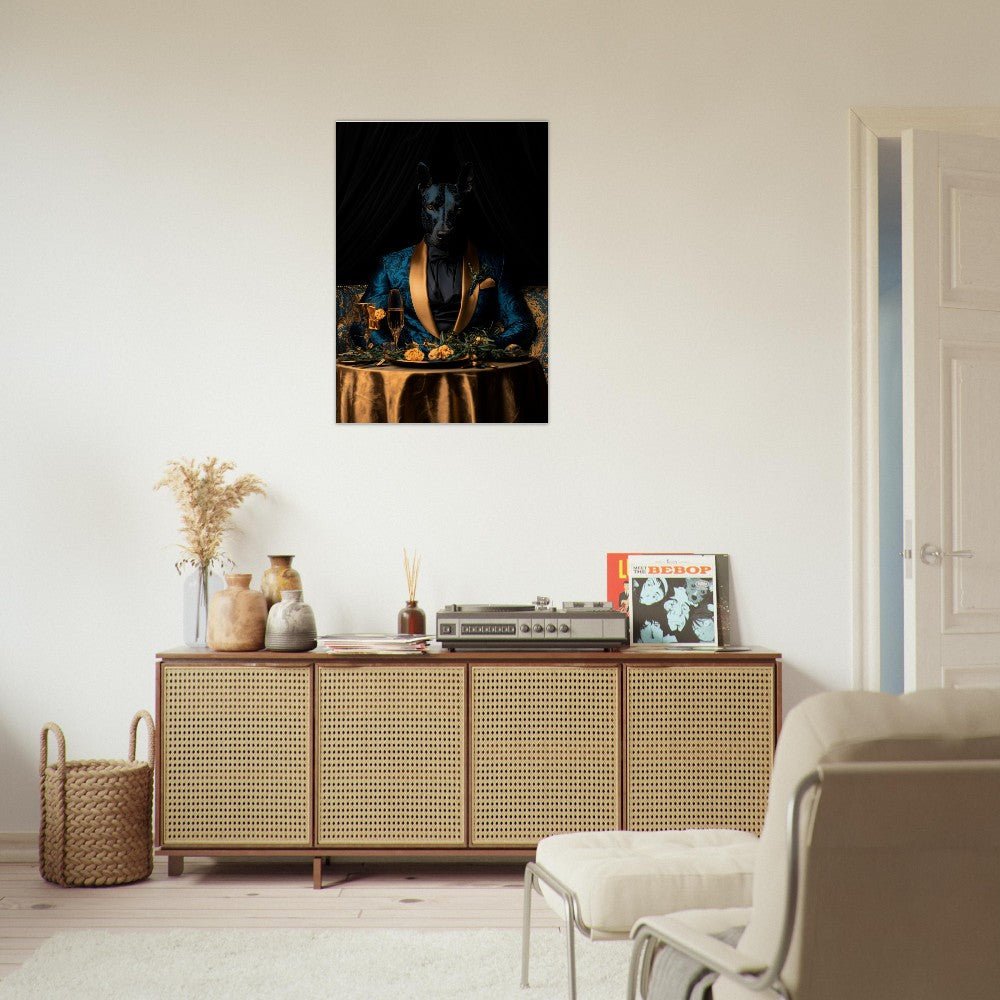 Doberman in Teal Suit Canvas - ROMAG Store