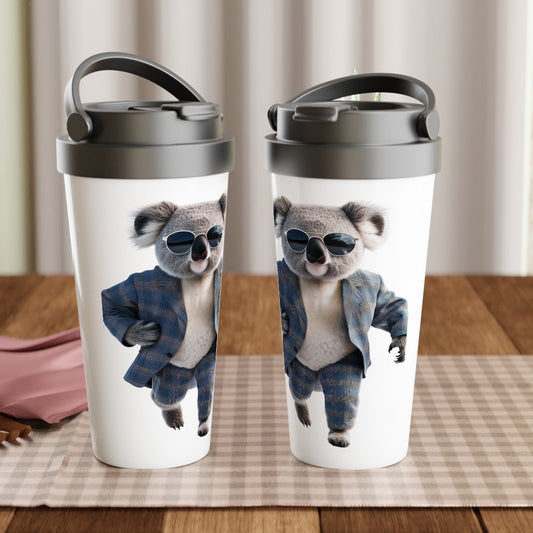 Koala Boss in Plaid Suit Travel Mug - ROMAG Store