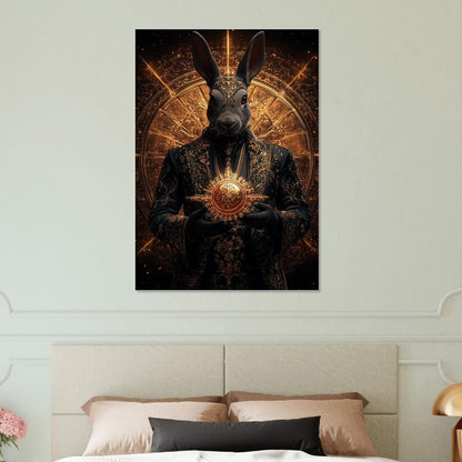 Mystical Gold&Black Regal Rabbit Canvas Wall Art - ROMAG Store