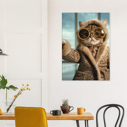 Luxury Cat in Fur Coat Canvas - ROMAG Store