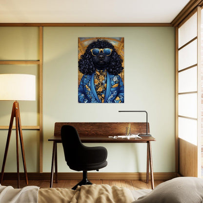 Dapper Dog in Blue Floral Suit Canvas Art - ROMAG Store