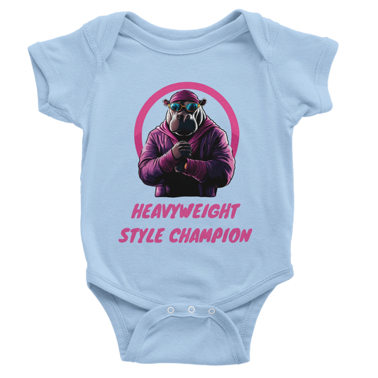 Heavyweight Style Champion Hippo Baby Short Sleeve Bodysuit - ROMAG Store