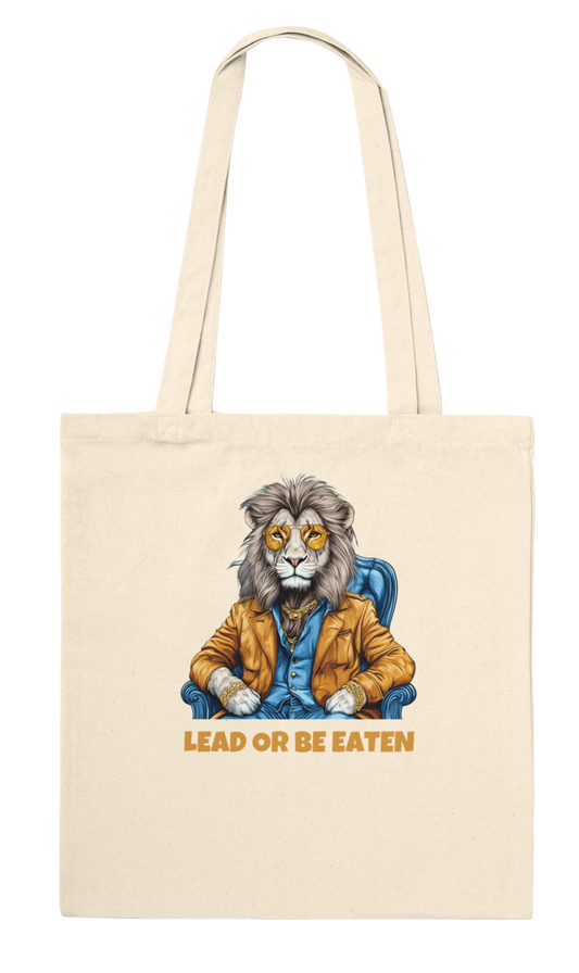 Lead or Be Eaten Lion Tote Bag - ROMAG Store