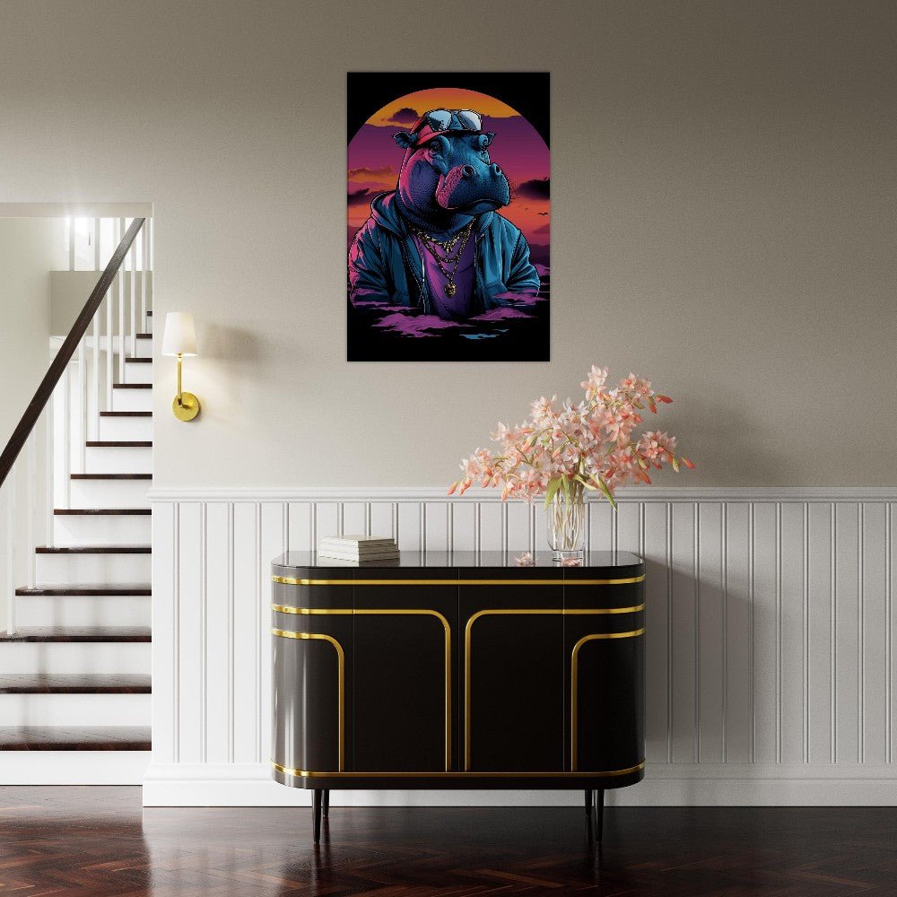 Urban Hipster Hippo Canvas Wall Art - ROMAG Store