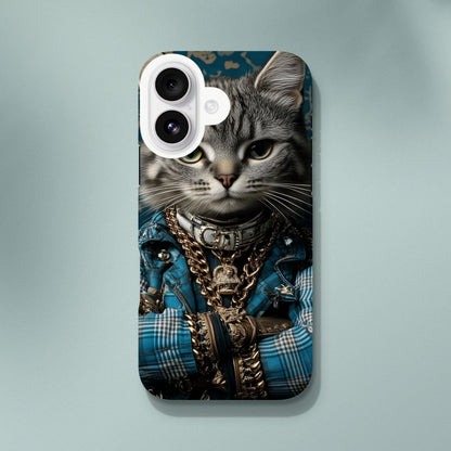 Cool Cat in Plaid & Gold iPhone Tough Case - ROMAG Store