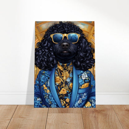 Dapper Dog in Blue Floral Suit Canvas Art - ROMAG Store
