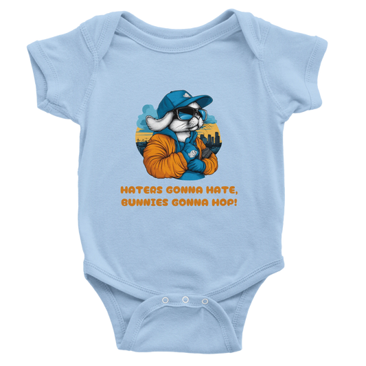 Bunny "Haters gonna hate" Baby Short Sleeve Bodysuit - ROMAG Store