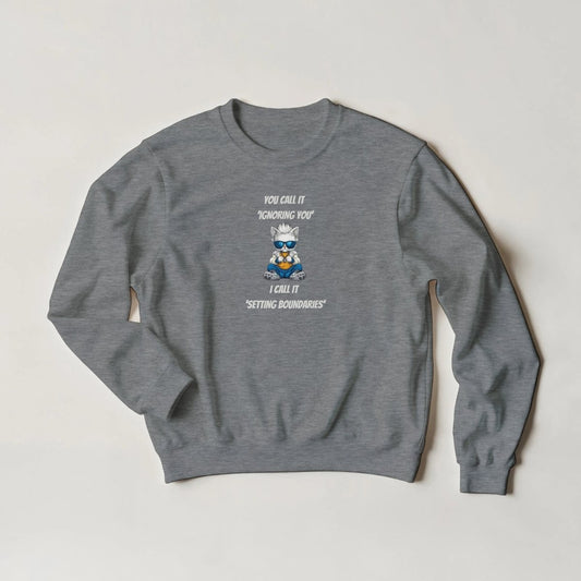 Sassy Cat 'Setting Boundaries' Sweatshirt – Bold Streetwear Graphic - ROMAG Store