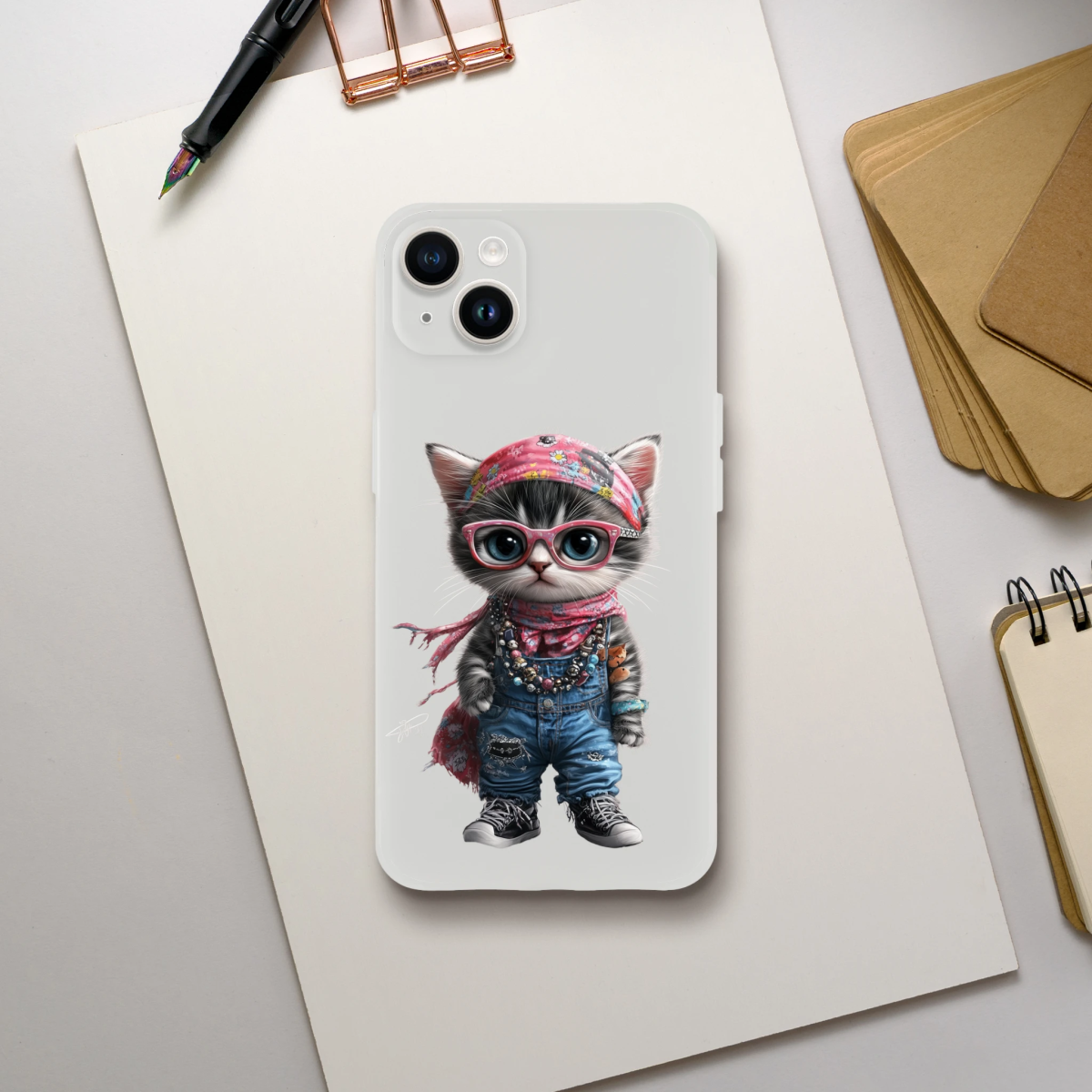 Hippie Chic Kitten iPhone Flexi Case - ROMAG Store