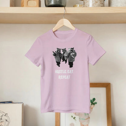 Hustle, Eat, Repeat - Raccoon Kids T-Shirt - ROMAG Store