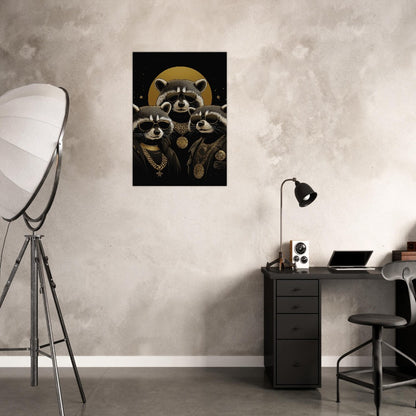 Luxury Raccoon Gang Canvas Art - ROMAG Store
