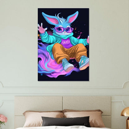 Neon Bunny Canvas Wall Art - ROMAG Store