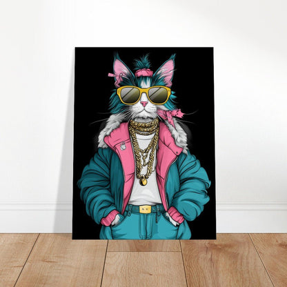 Cool Cat in Teal & Pink Canvas Art - ROMAG Store