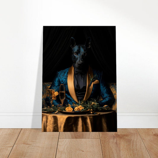 Doberman in Teal Suit Canvas - ROMAG Store