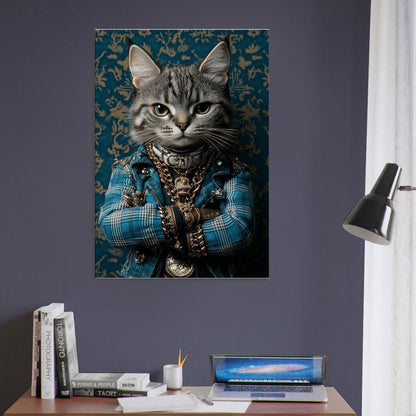 Sophisticated Cat in Plaid Canvas Art - ROMAG Store