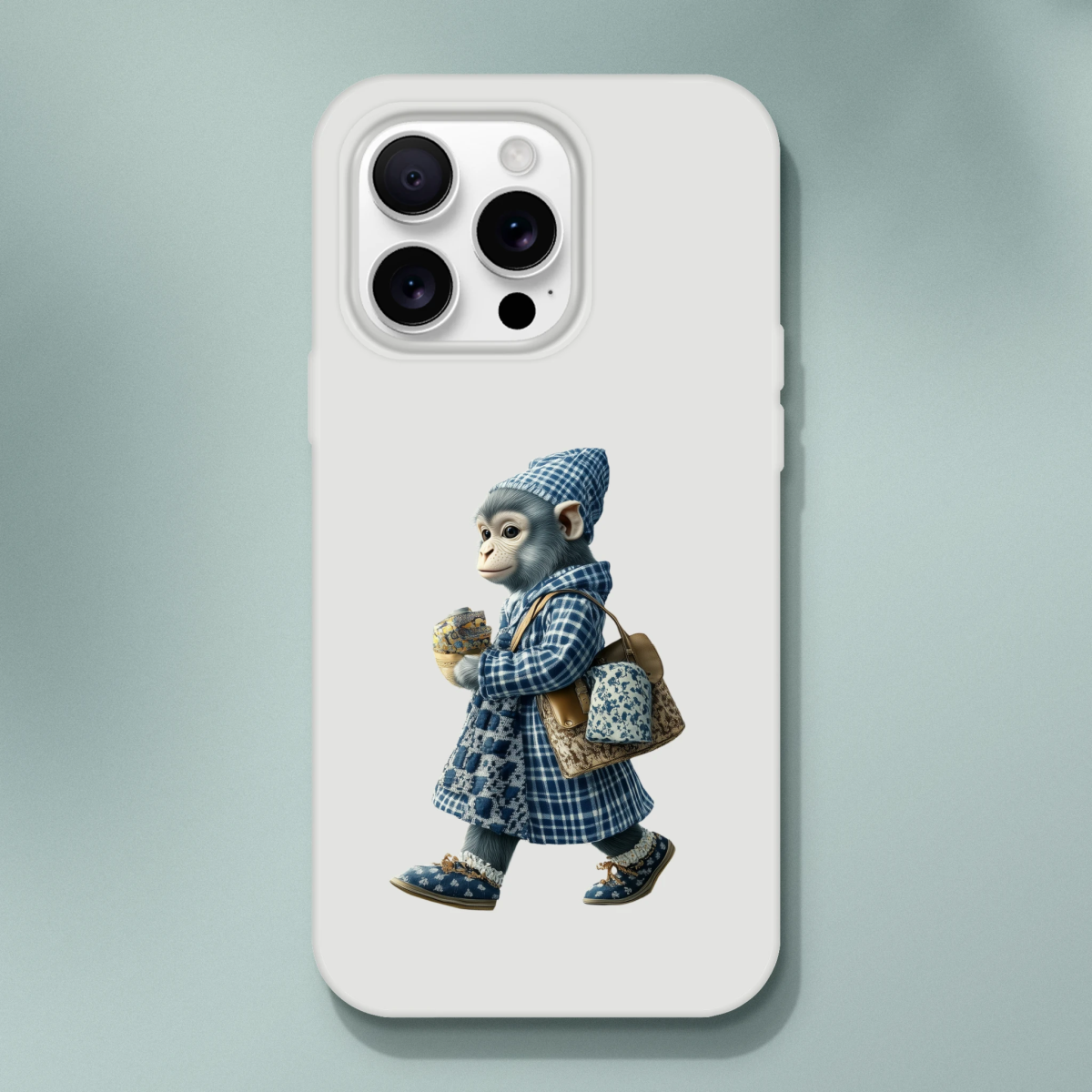 Chic Monkey in Plaid iPhone Flexi Case - ROMAG Store