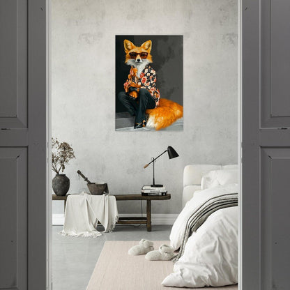 Chic Fox in Floral Shirt Canvas Art - ROMAG Store