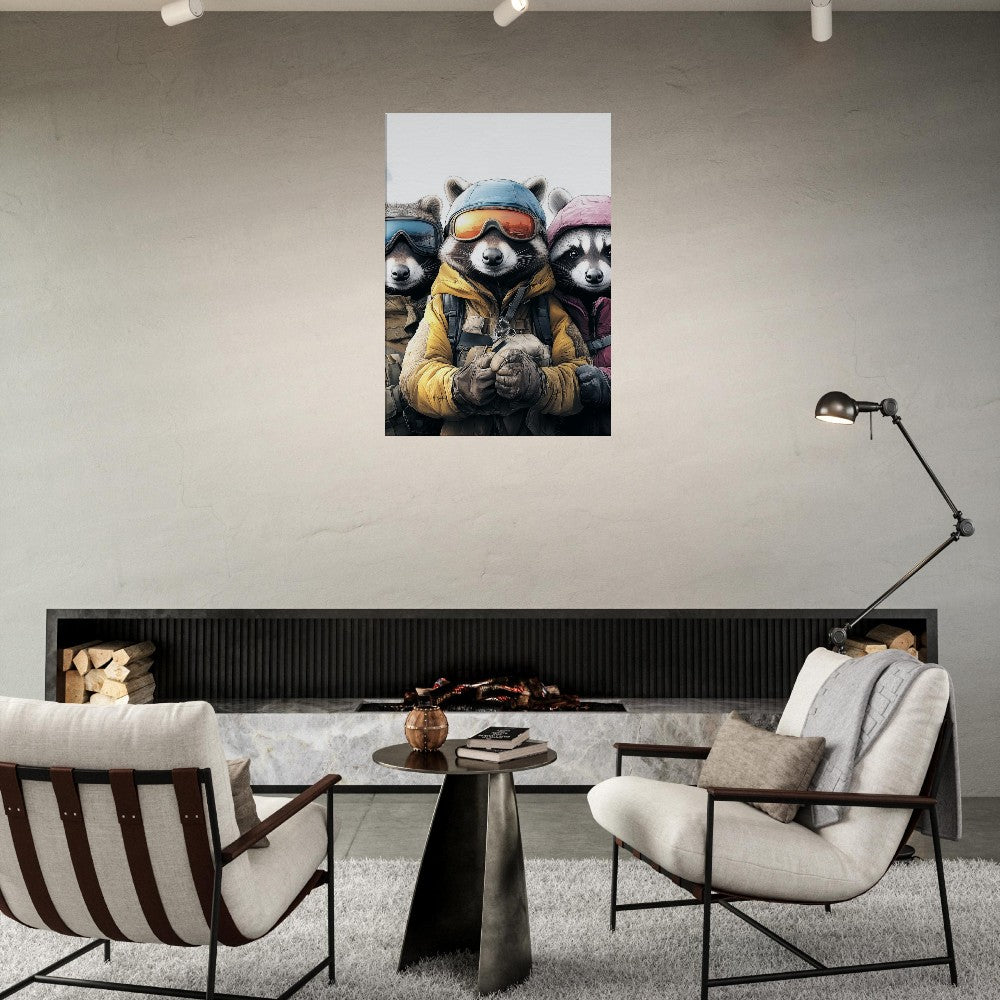 Raccoon Ski Team Canvas Print - ROMAG Store