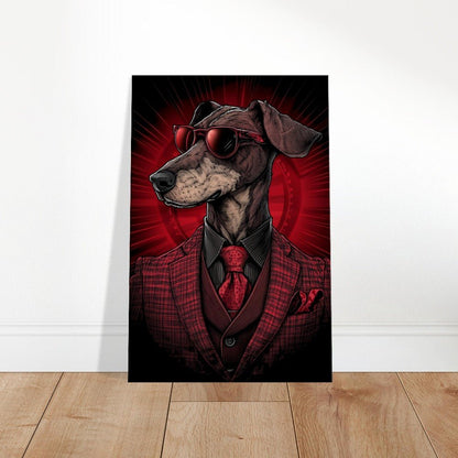 Red Suit Dapper Dog Canvas Wall Art - ROMAG Store
