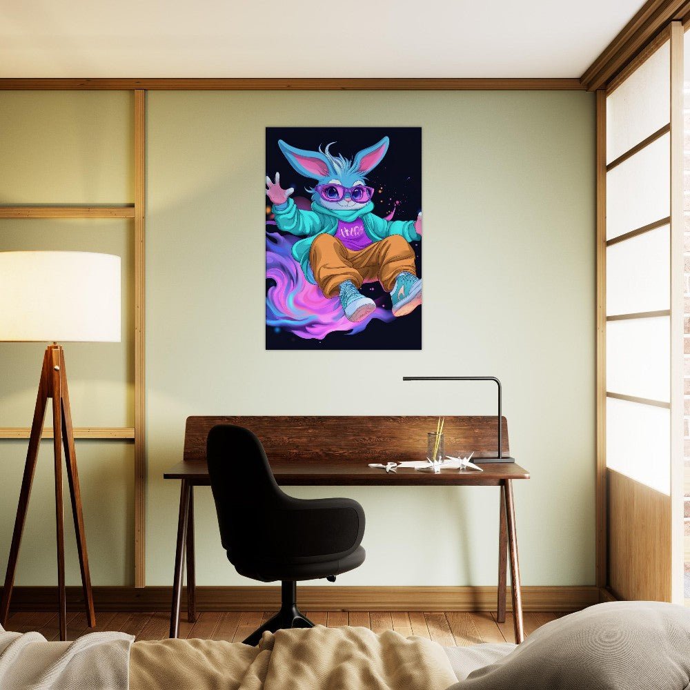 Neon Bunny Canvas Wall Art - ROMAG Store