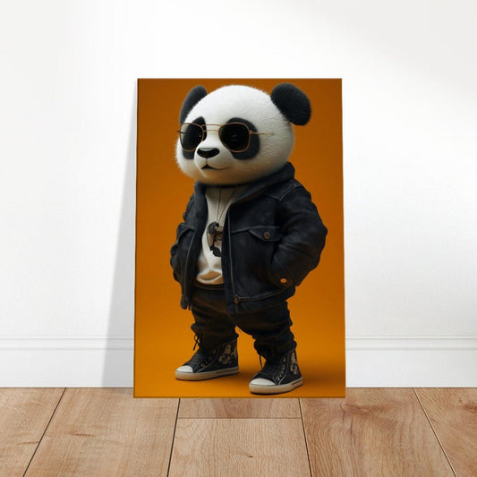 Cool Panda in Leather Jacket Canvas - ROMAG Store