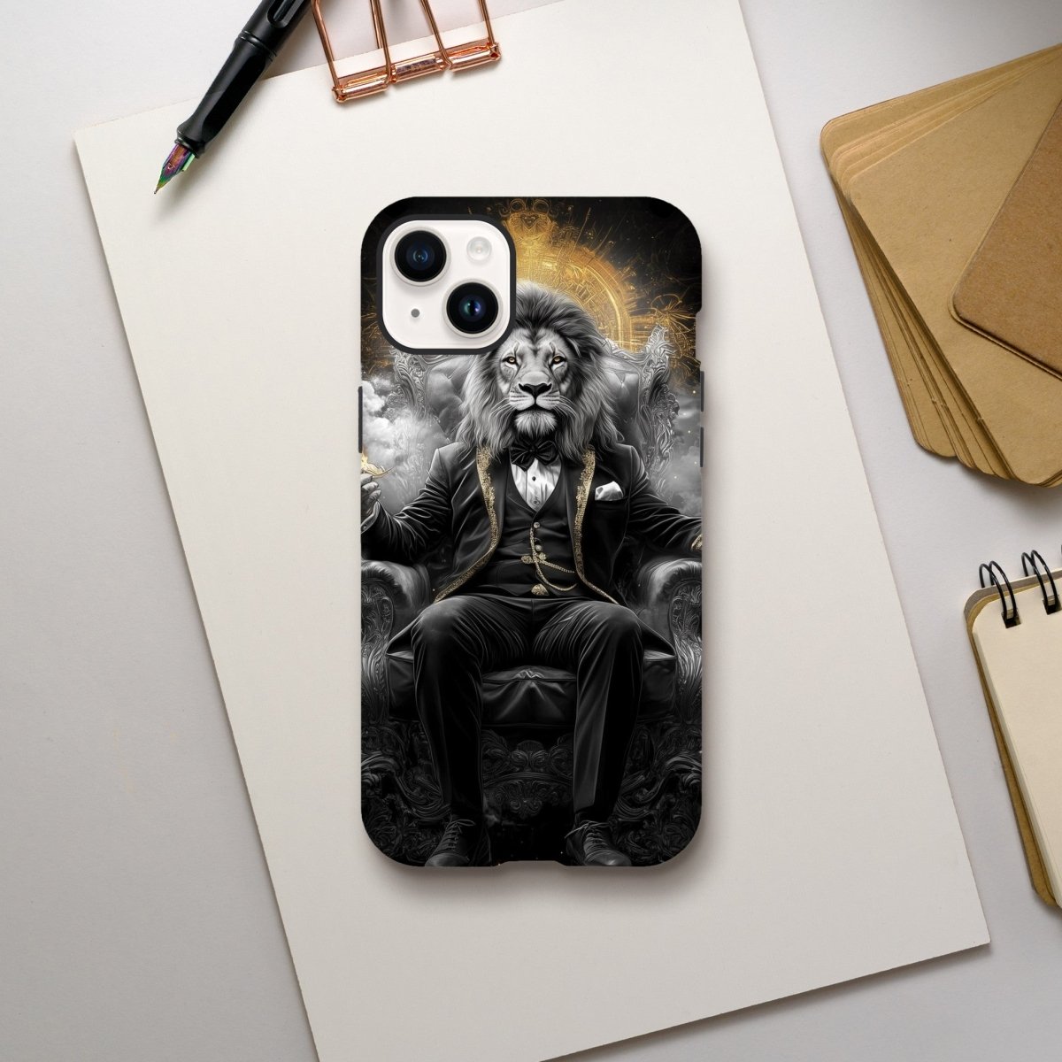 Regal Lion in Tuxedo iPhone Tough Case - ROMAG Store