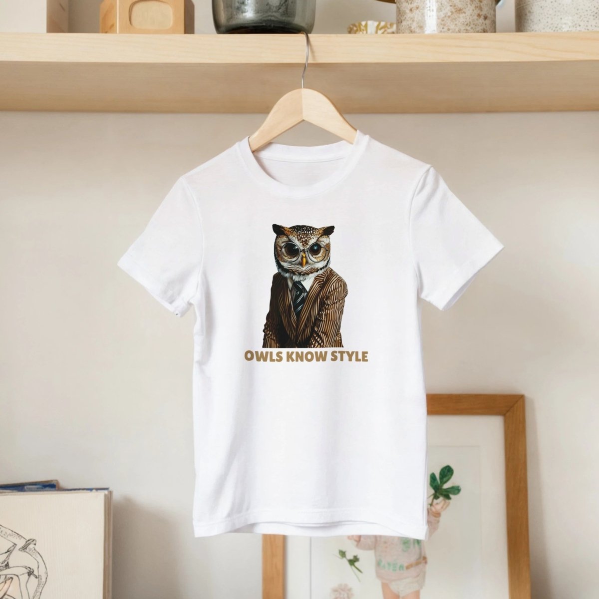 Sophisticated Owl in Pinstripe Suit Kids T-shirt - ROMAG Store