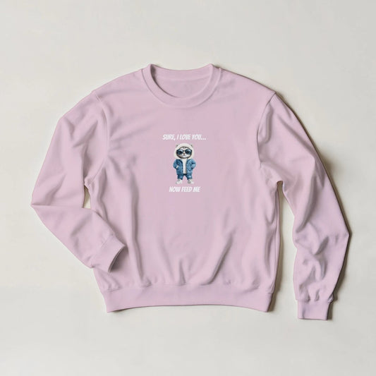 Sassy Cat "Sure, I Love You... Now Feed Me" Hoodie – Streetwear Graphic - ROMAG Store