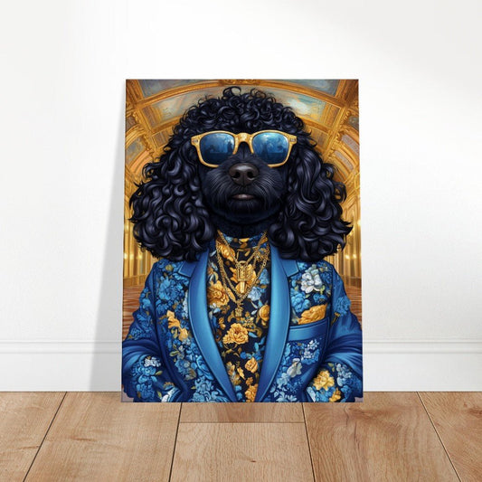 Dapper Dog in Blue Floral Suit Canvas Art - ROMAG Store