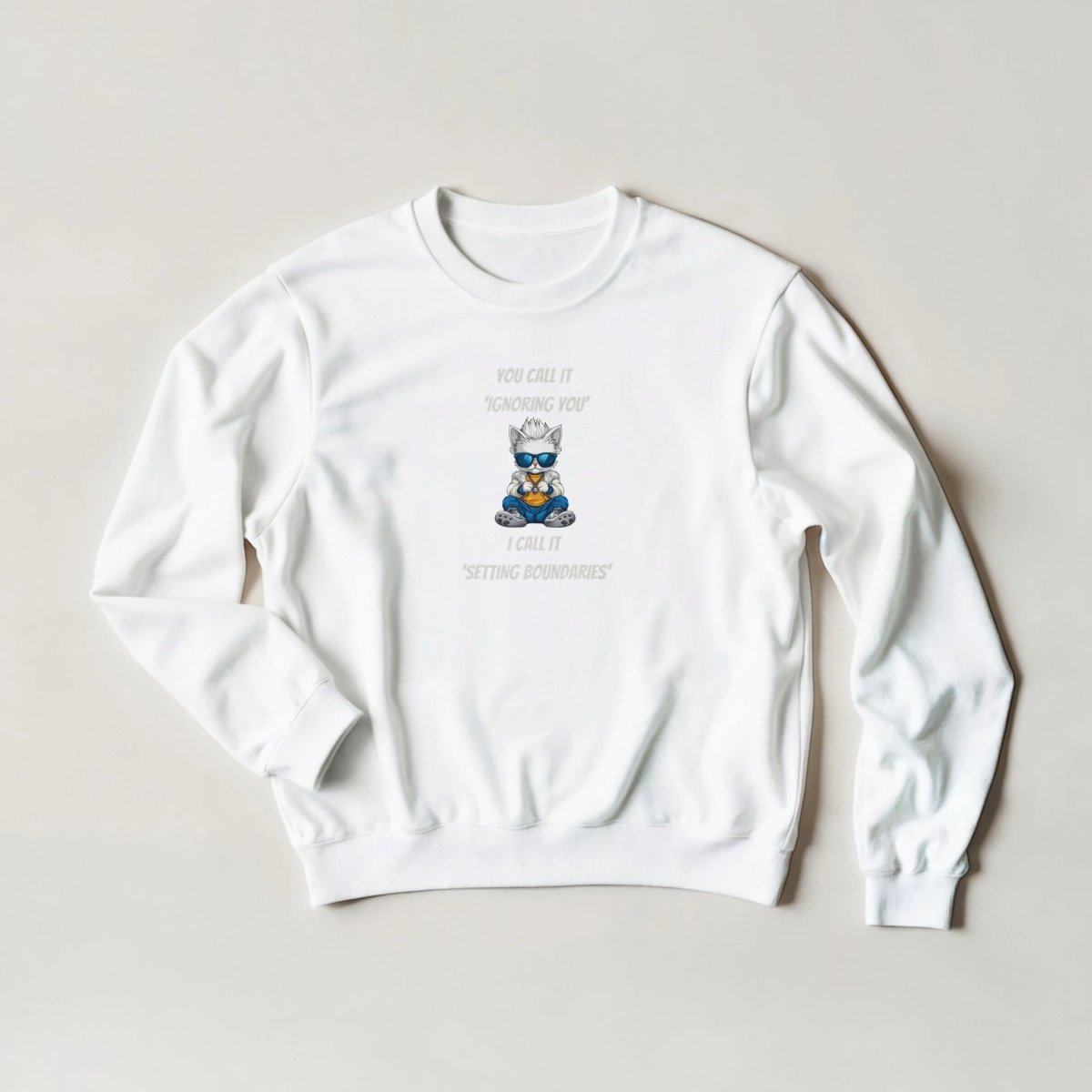 Sassy Cat 'Setting Boundaries' Sweatshirt – Bold Streetwear Graphic - ROMAG Store