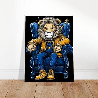 Royal Lion in Blue & Gold Canvas Art - ROMAG Store