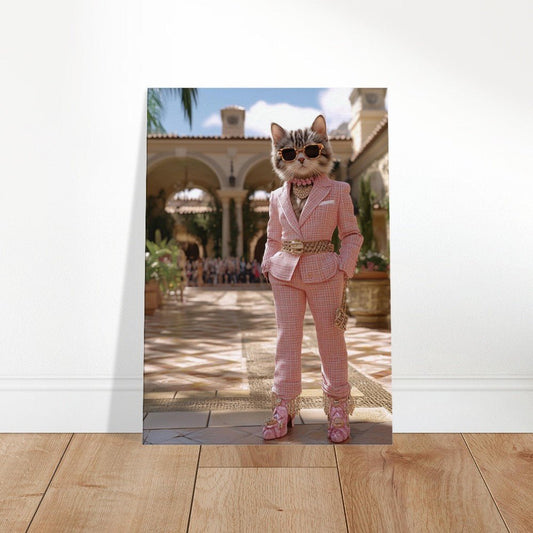 Luxury Cat in Pink Suit Canvas - ROMAG Store