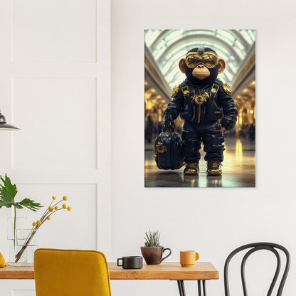 Chimp in Gold Goggles Canvas - ROMAG Store