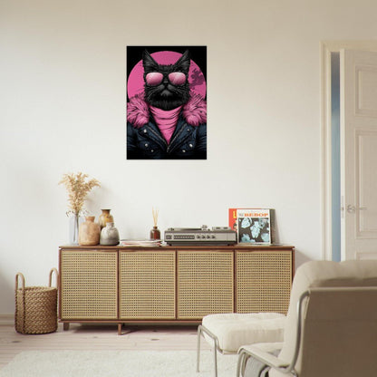 Rebel Cat in Pink Fur Canvas Art - ROMAG Store