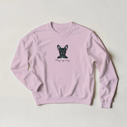 Dapper French Bulldog Sweatshirt – 'Play My Song' Streetwear Graphic in 6 Colors - ROMAG Store
