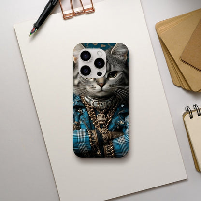 Cool Cat in Plaid & Gold iPhone Tough Case - ROMAG Store