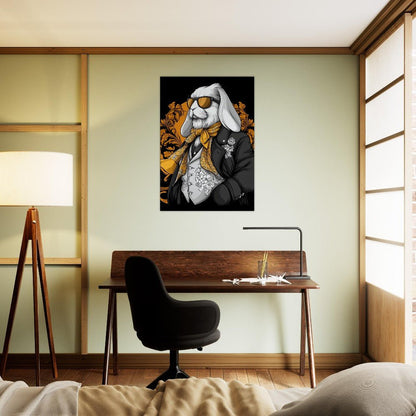 Luxury Rabbit in Suit Canvas Wall Art - ROMAG Store