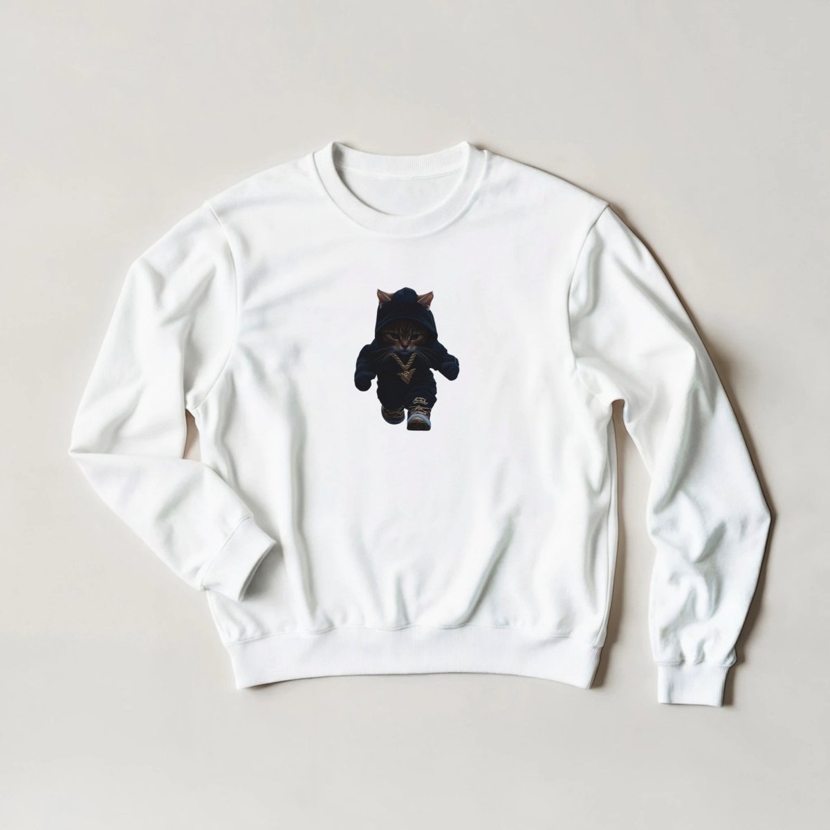Alpha Cat Hoodie – Gold Chain Streetwear Graphic Sweatshirt - ROMAG Store