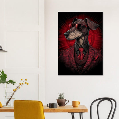 Red Suit Dapper Dog Canvas Wall Art - ROMAG Store