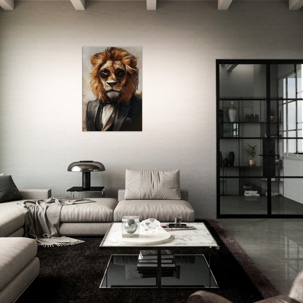 Lion in Suit Canvas Wall Art - ROMAG Store