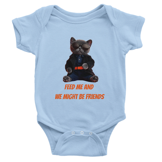 "Feed Me" Cat Baby Short Sleeve Bodysuit - ROMAG Store