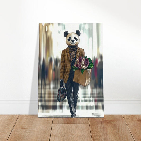 Chic Panda in Plaid Suit Canvas - ROMAG Store