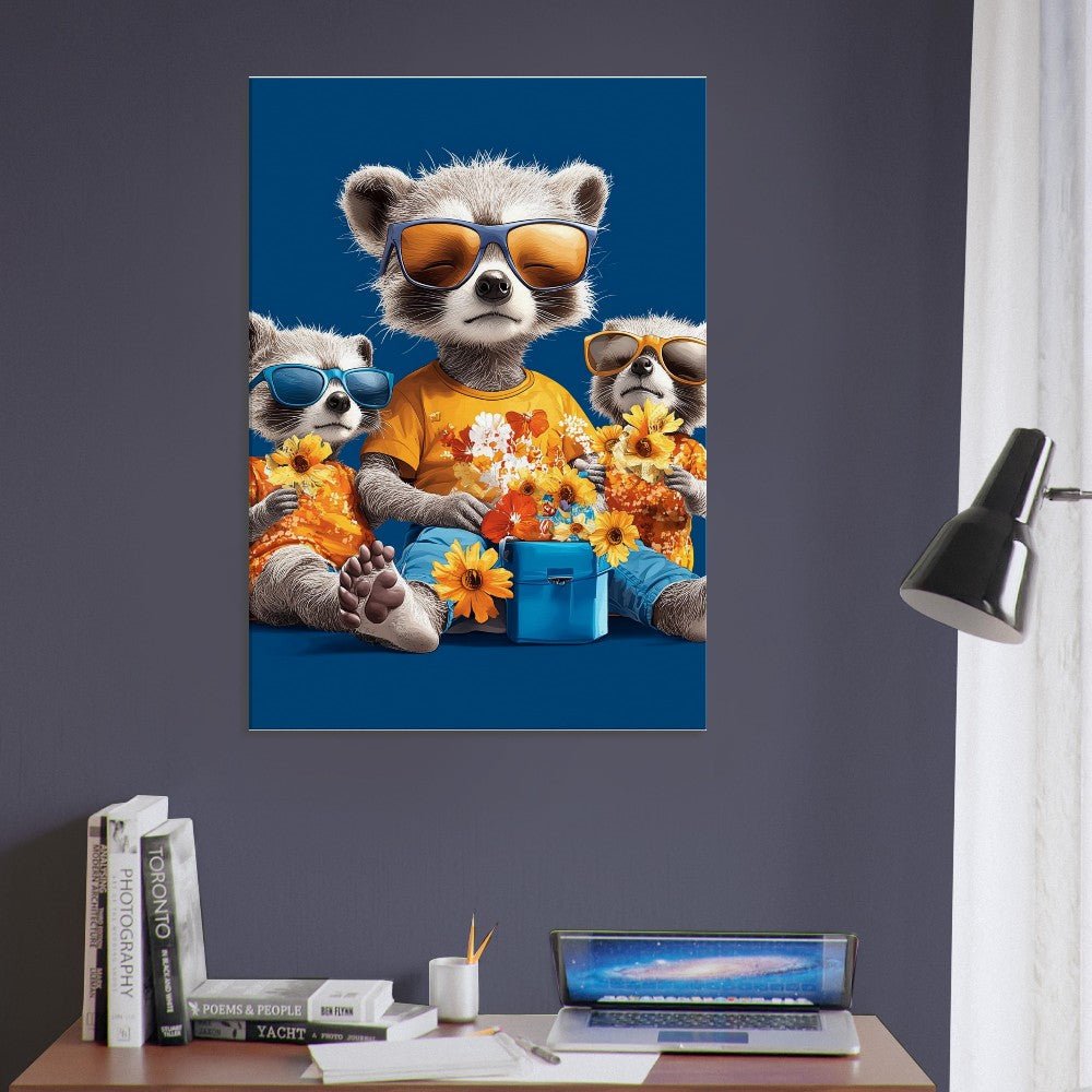 Cool Raccoon Family Canvas Art - ROMAG Store