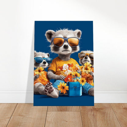 Cool Raccoon Family Canvas Art - ROMAG Store