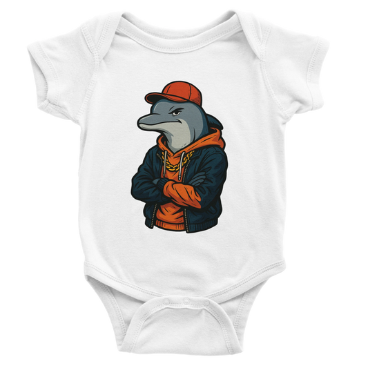 Cool Dolphin Streetwear Baby Short Sleeve Bodysuit - ROMAG Store