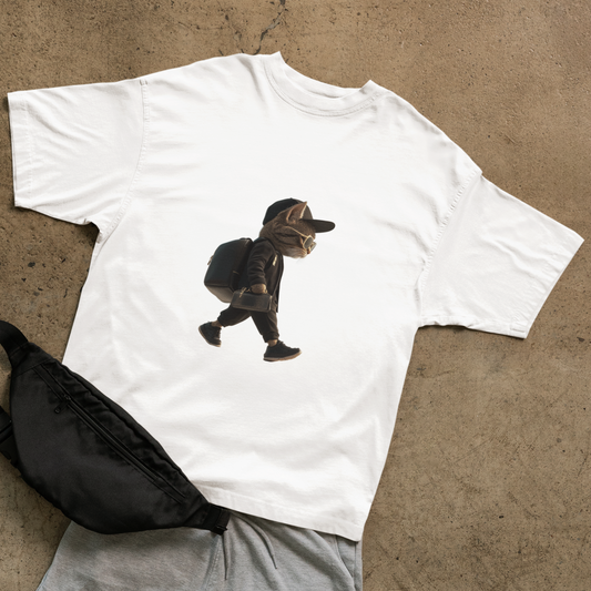 Cat in black T-shirt